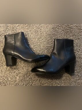Marc Fisher Black Ankle Booties with Patent Toe